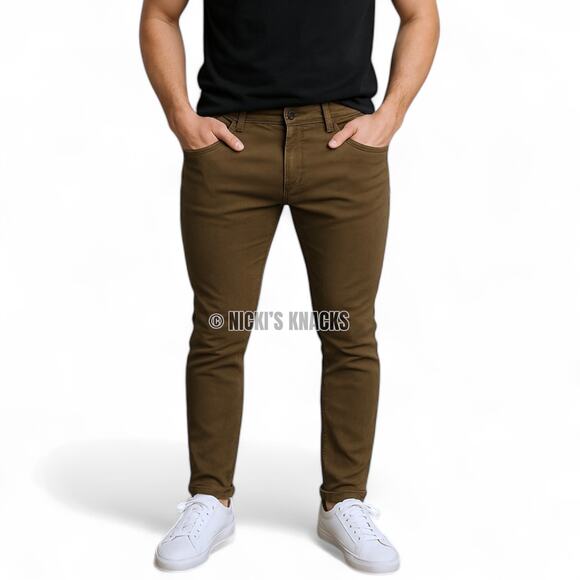 Brooklyn Calling NYC Slim Fit Chino Pants Stretch Khaki Brown Casual Size 30x32 - Picture 1 of 7